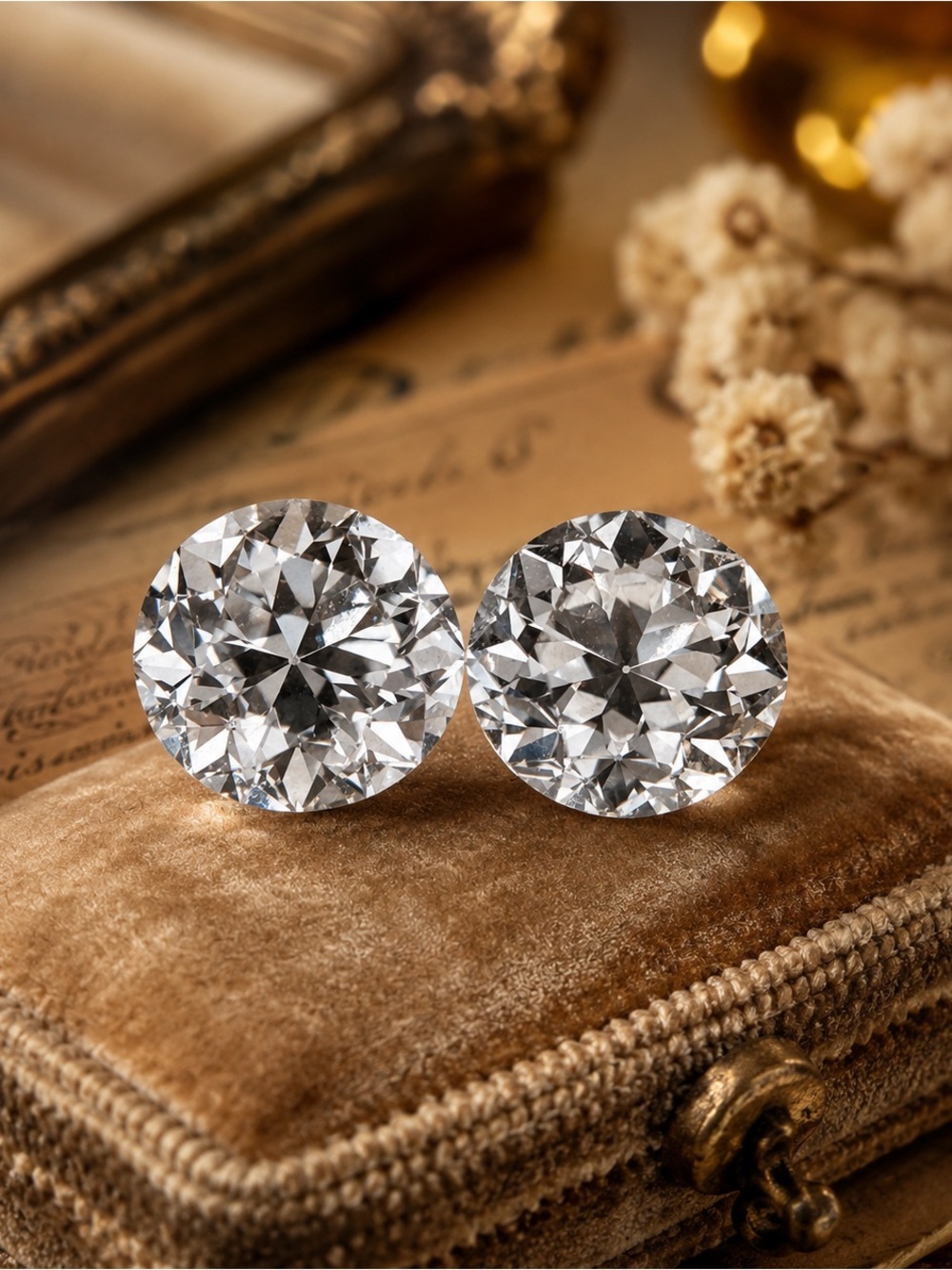 2 Carat Old European Cut Diamond Earrings, Made to Order Choice of Setting